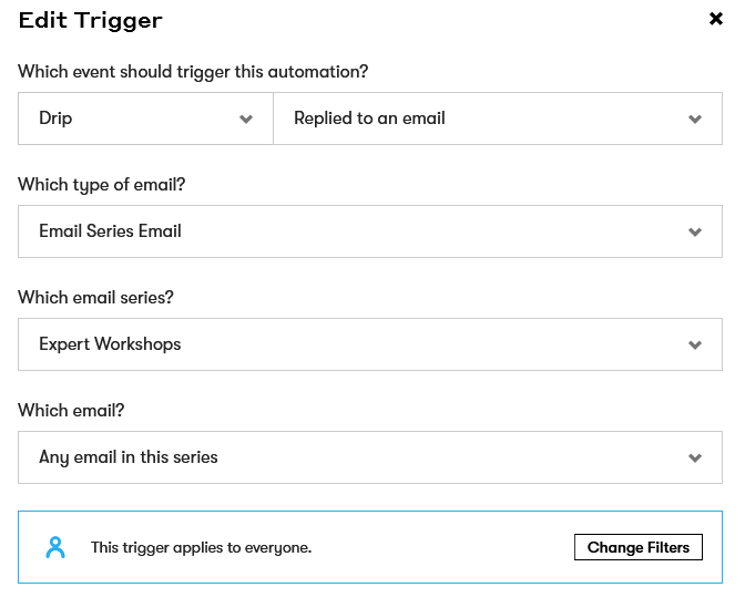 Workflow trigger showing how to invite subscribers who reply to an email to a call with your development team